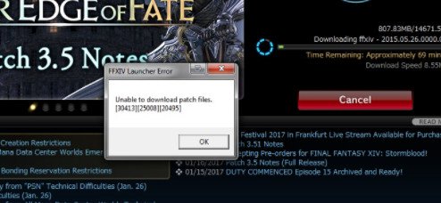 unable to download patch files [30413][25008][10009]